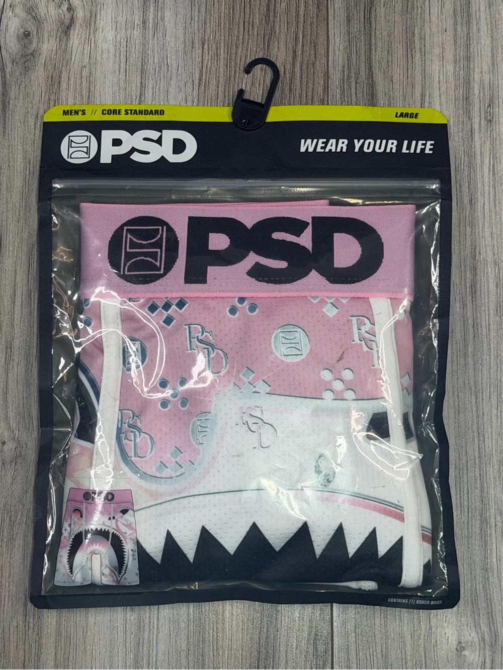 PSD Underwear WF Blush War Face Shark Bandana Boxer Briefs Mens Large 33-35 NEW